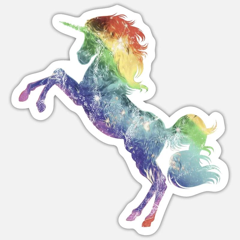 Licorne arc-en-ciel - Sticker taille S (10 x 10 cm) - blanc mat