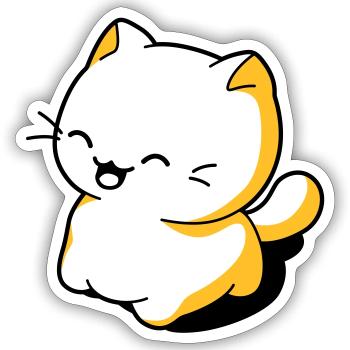 Lustige Katze Kawaii - Sticker Größe S (10 x 10 cm) - Mattweiß - Vorne