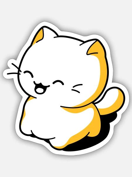 Funny kawaii cat - Sticker size S (10 x 10 cm) - white matte