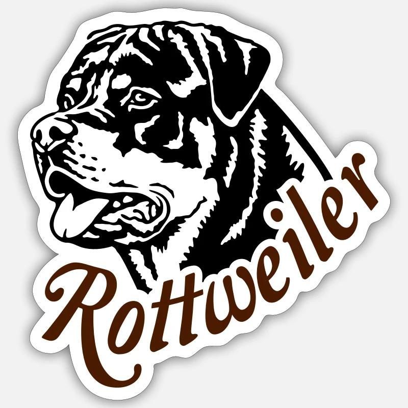 569 Rottweiler chien - Sticker taille S (10 x 10 cm) - blanc mat