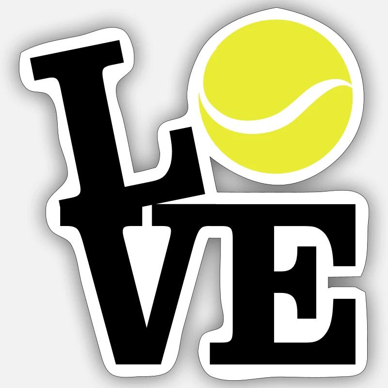Love Tennis - Sticker taille S (10 x 10 cm) - blanc mat
