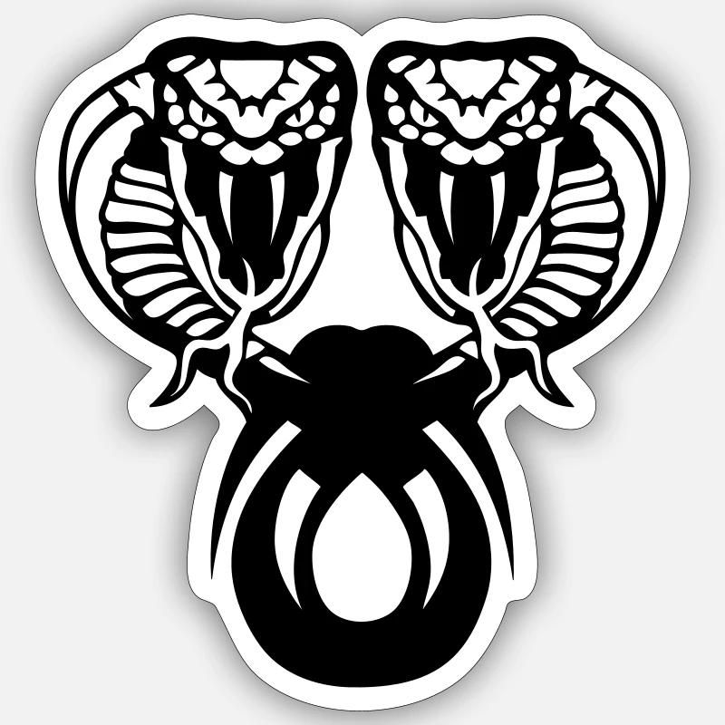 Schlange Kobra Doppelkopf - Sticker Größe S (10 x 10 cm) - Mattweiß