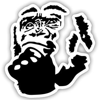 singe - Sticker taille S (10 x 10 cm) - blanc mat - Devant
