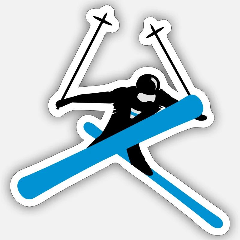Ski acrobatique - Sticker taille S (10 x 10 cm) - blanc mat