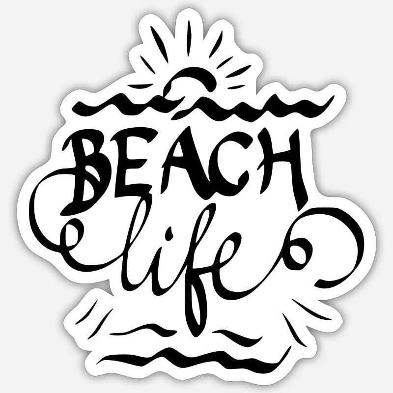 Beach life Lettering Geschenkidee Geschenk - Sticker Größe S (10 x 10 cm) - Mattweiß