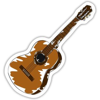 guitare - Sticker taille S (10 x 10 cm) - blanc mat - Devant