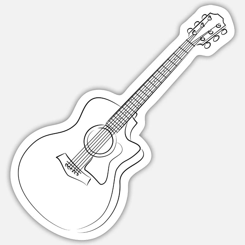 guitar - Sticker size S (10 x 10 cm) - white matte