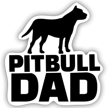 Pitbull Dad - Sticker taille S (10 x 10 cm) - blanc mat - Devant