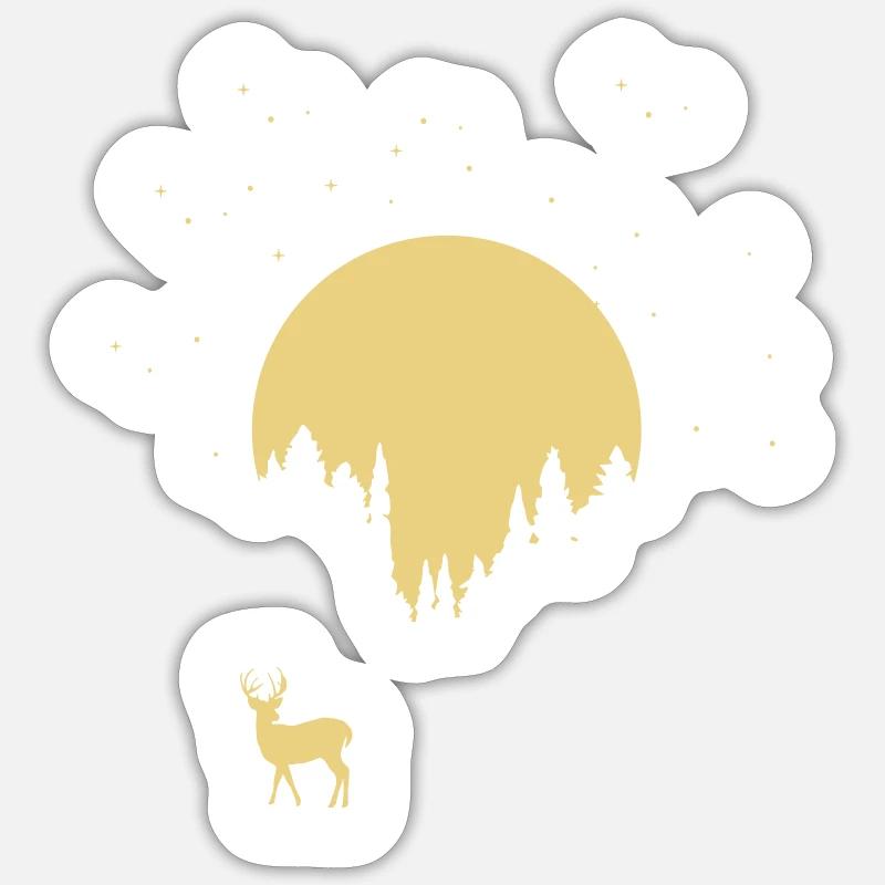 cerf - Sticker taille S (10 x 10 cm) - blanc mat