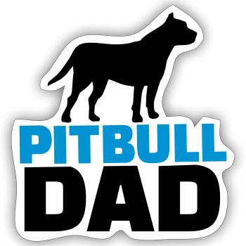 Pitbull Dad - Sticker taille S (10 x 10 cm) - blanc mat - Devant