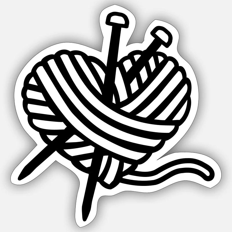 Knitting - Sticker size S (10 x 10 cm) - white matte