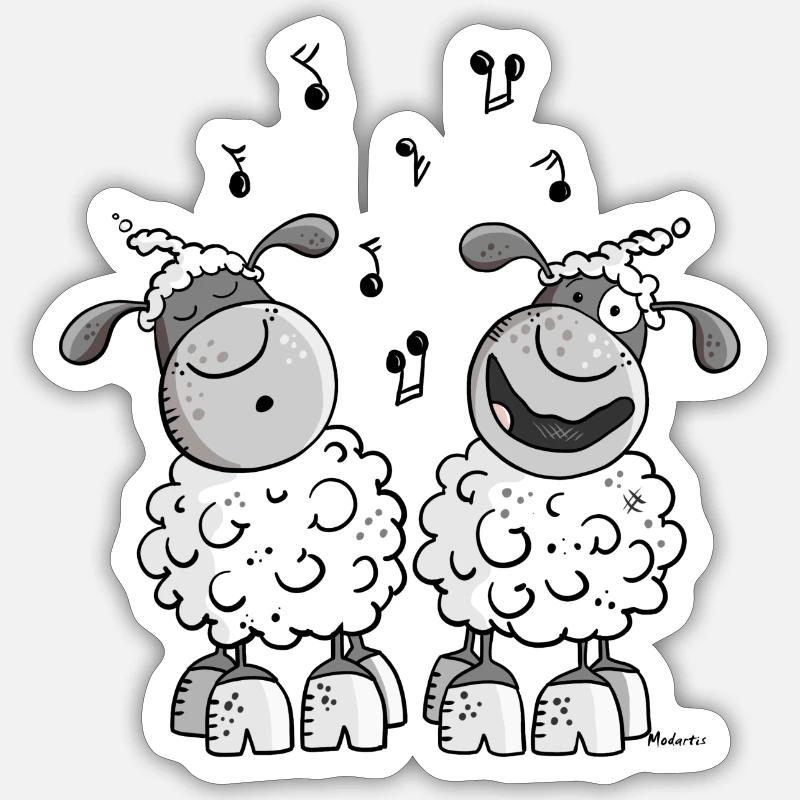 Musical Sheep - Sticker size S (10 x 10 cm) - white matte