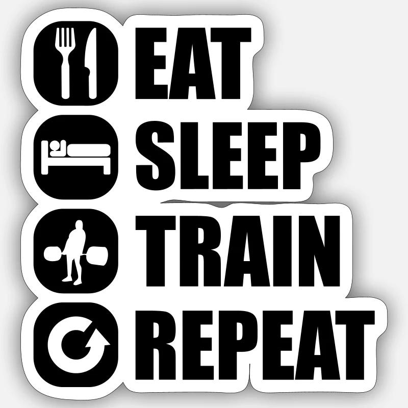 eat_sleep_train_repeat_9_1f - Sticker taille S (10 x 10 cm) - blanc mat