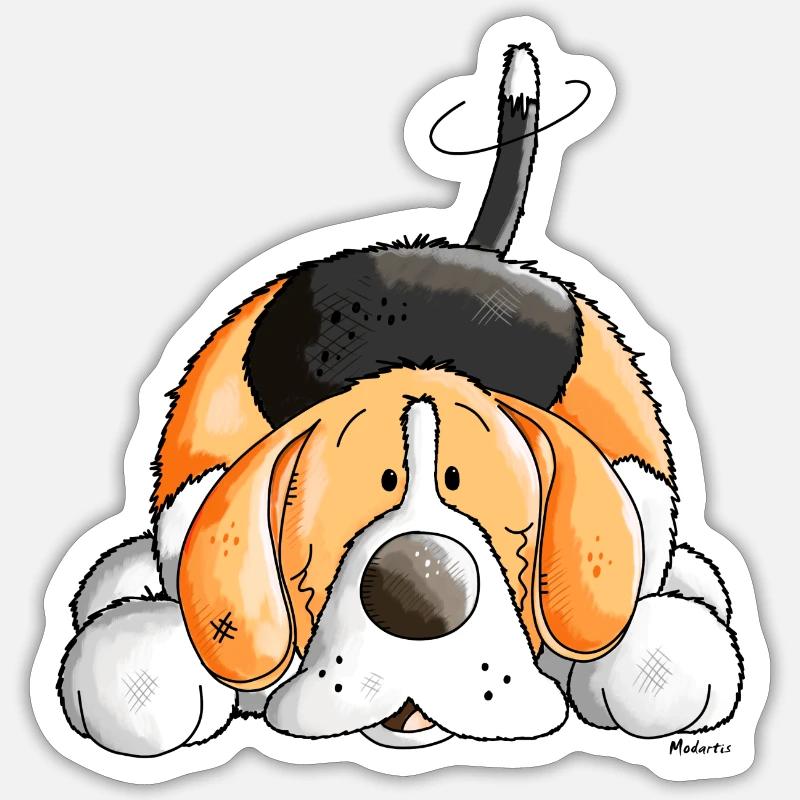 Verträumter Beagle - Sticker Größe S (10 x 10 cm) - Mattweiß