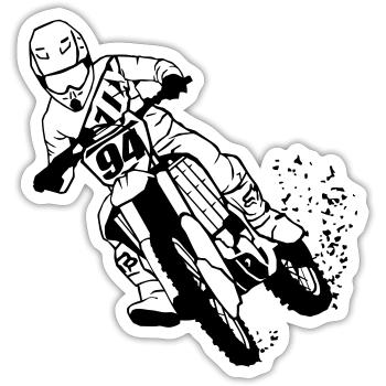 Moto Cross - Sticker Größe S (10 x 10 cm) - Mattweiß - Vorne