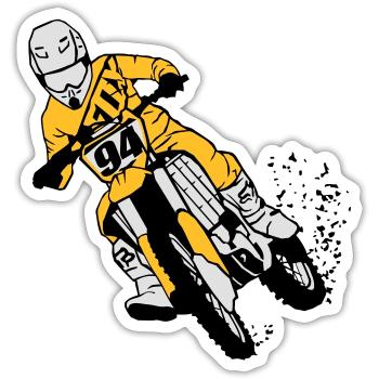 Moto Cross - Sticker Größe S (10 x 10 cm) - Mattweiß - Vorne