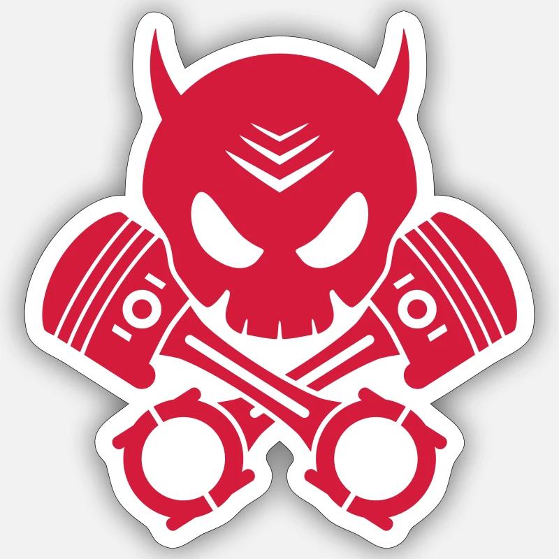 teufel schädel kolben - Sticker Größe S (10 x 10 cm) - Mattweiß