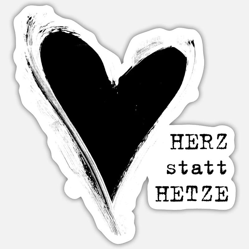 herz statt hetze - Sticker Größe S (10 x 10 cm) - Mattweiß