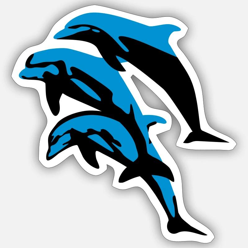 Dolphins - dauphins - Sticker taille S (10 x 10 cm) - blanc mat