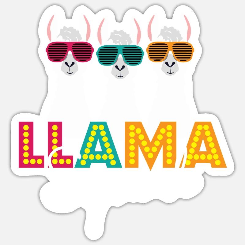 Llama Squad No-probllama Animal Lover Gift Idea - Sticker size S (10 x 10 cm) - white matte