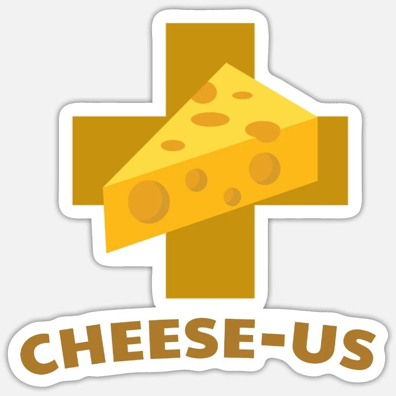 CHEESE / JESUS: Cheese Us - Sticker Größe S (10 x 10 cm) - Mattweiß