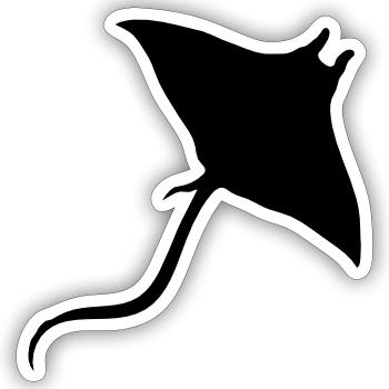 stingray swim diving silhouette outline - Sticker size S (10 x 10 cm) - white matte - Front