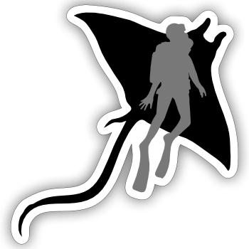 2 friends divers dive stingrays s - Sticker size S (10 x 10 cm) - white matte - Front