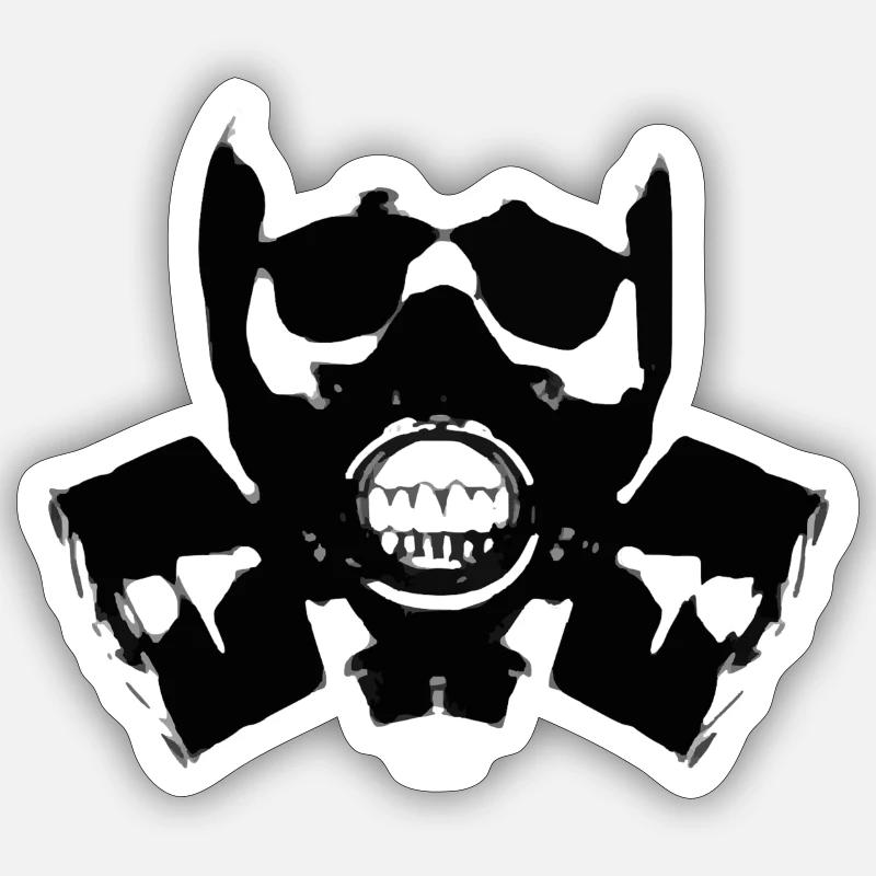 Cooles Design eines Mannes mit einer Gasmaske - Sticker Größe S (10 x 10 cm) - Mattweiß