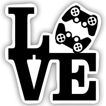 Love Gaming (Controller) - Sticker taille S (10 x 10 cm) - blanc mat - Devant
