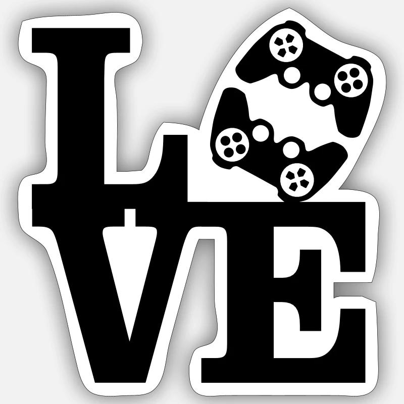 Love Gaming (Controller) - Sticker Größe S (10 x 10 cm) - Mattweiß