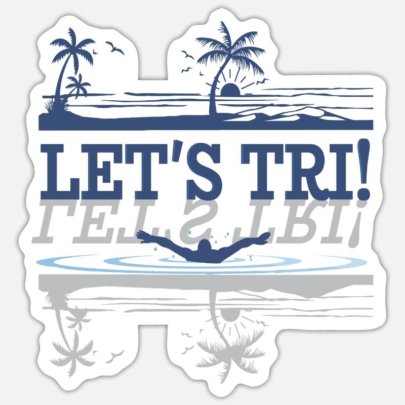 Triathlon - Let’s Tri ! - Sticker taille S (10 x 10 cm) - blanc mat