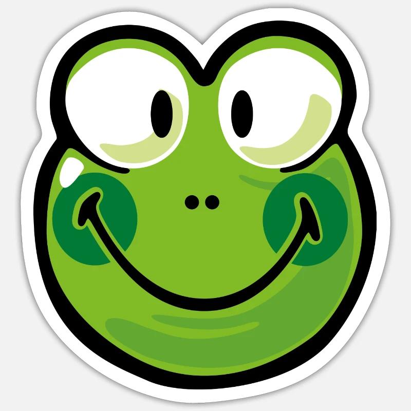 Smiley Frog - Sticker Größe S (10 x 10 cm) - Mattweiß
