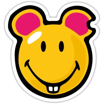 Smiley Mouse - Sticker taille S (10 x 10 cm) - blanc mat - Devant