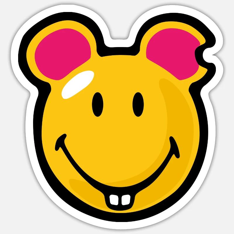 Smiley Mouse - Sticker Größe S (10 x 10 cm) - Mattweiß