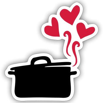 cuisiner avec beaucoup d amour kochen mit liebe - Sticker Größe S (10 x 10 cm) - Mattweiß - Vorne