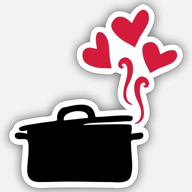cuisiner avec beaucoup d amour kochen mit liebe Sticker Größe S (10 x 10 cm)