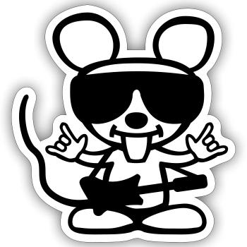 Coole Rock Maus - Sticker Größe S (10 x 10 cm) - Mattweiß - Vorne