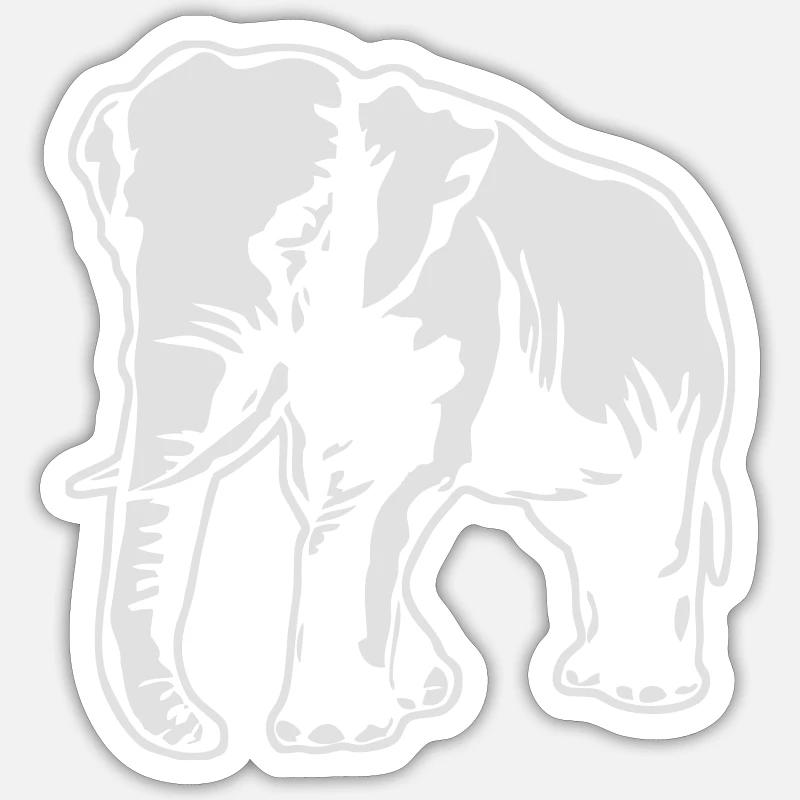 Elephant - Elefant - Sticker Größe S (10 x 10 cm) - Mattweiß