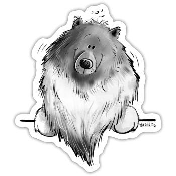 Cadeau drôle de chien de bande dessinée Wolfsspitz I - Sticker taille S (10 x 10 cm) - blanc mat - Devant