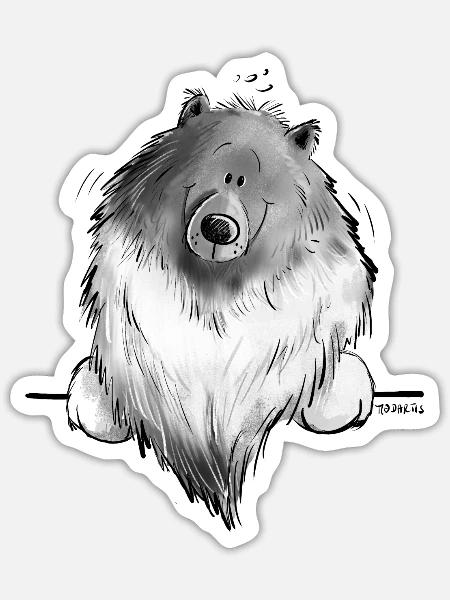 Lustiger Wolfsspitz I Comic Hund Geschenk - Sticker Größe S (10 x 10 cm) - Mattweiß