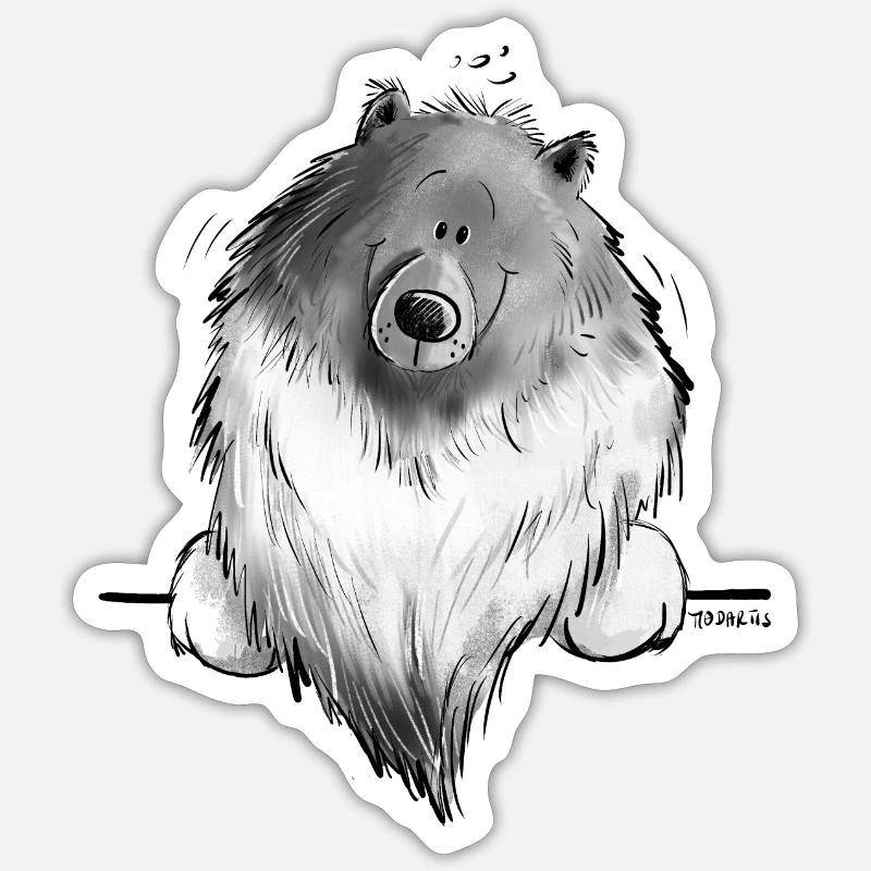 Lustiger Wolfsspitz I Comic Hund Geschenk - Sticker Größe S (10 x 10 cm) - Mattweiß