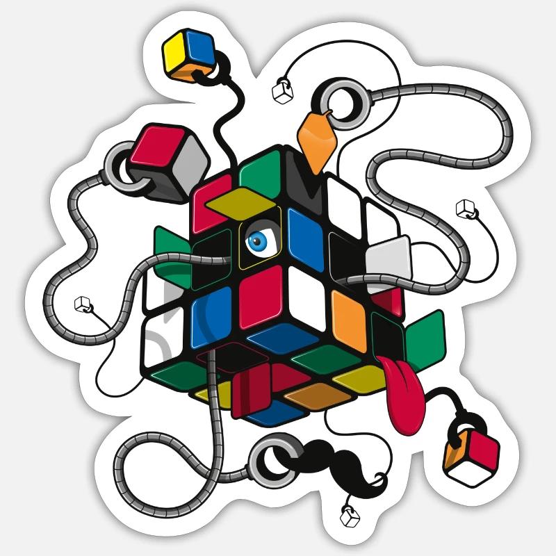 Rubik's Cube Robot Style - Sticker størrelse S (10 x 10 cm) - mat hvid