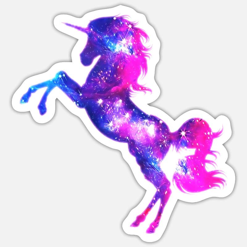 Galaxy Einhorn unicorn space Pferd fantasy Mädchen - Sticker Größe S (10 x 10 cm) - Mattweiß
