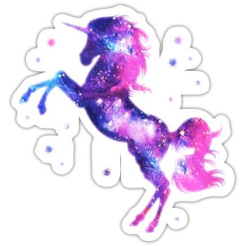 Einhorn unicorn Sterne Fantasy galaxy Universum - Sticker Größe S (10 x 10 cm) - Mattweiß - Vorne
