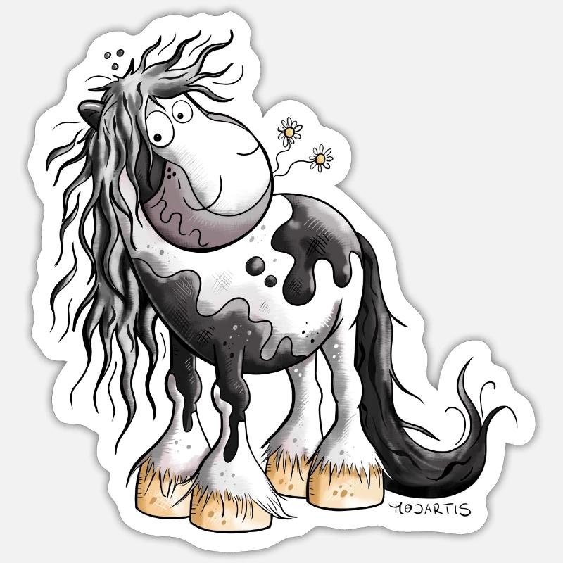 Lustiger Irish Tinker Schecke Pferd Pferde  Sticker Größe S (10 x 10 cm)