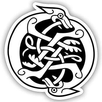Two Celtic Beasts - Sticker size S (10 x 10 cm) - white matte - Front