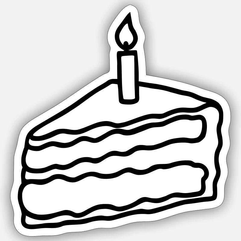 Cake, Birthday - Sticker size S (10 x 10 cm) - white matte