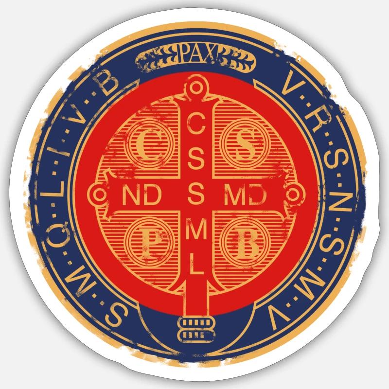 Médaille Saint Benoît / Médaille Saint Benoît - Sticker taille S (10 x 10 cm) - blanc mat