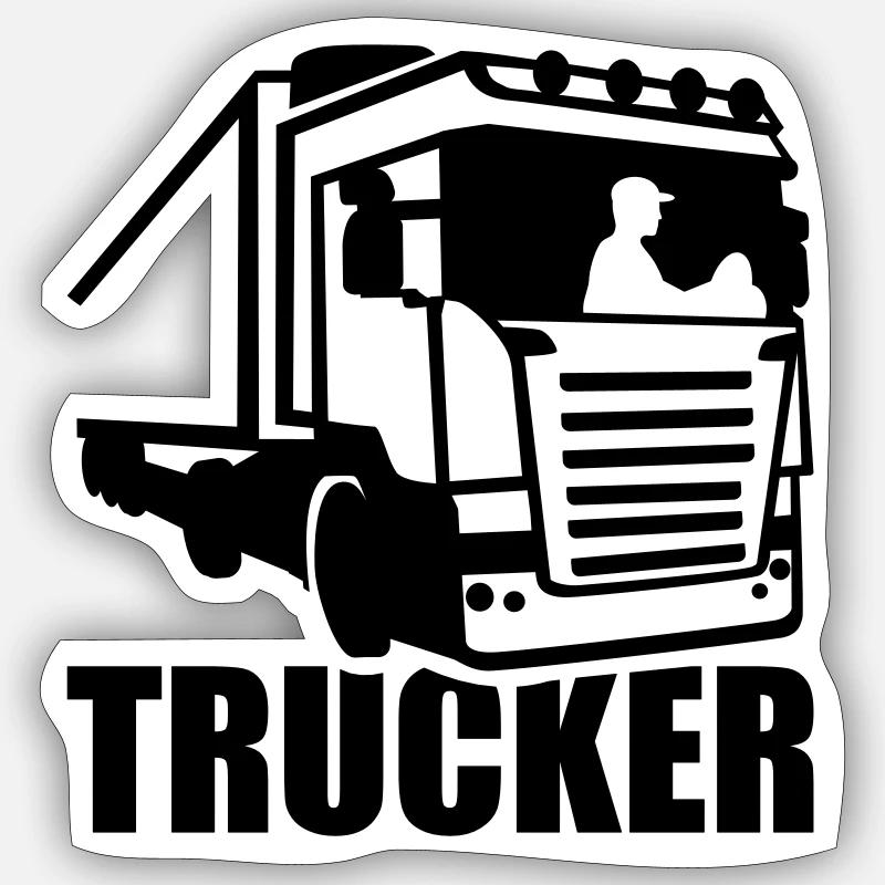 Trucker - Sticker Größe S (10 x 10 cm) - Mattweiß