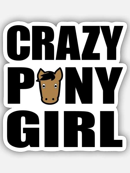 poney - Sticker taille S (10 x 10 cm) - blanc mat